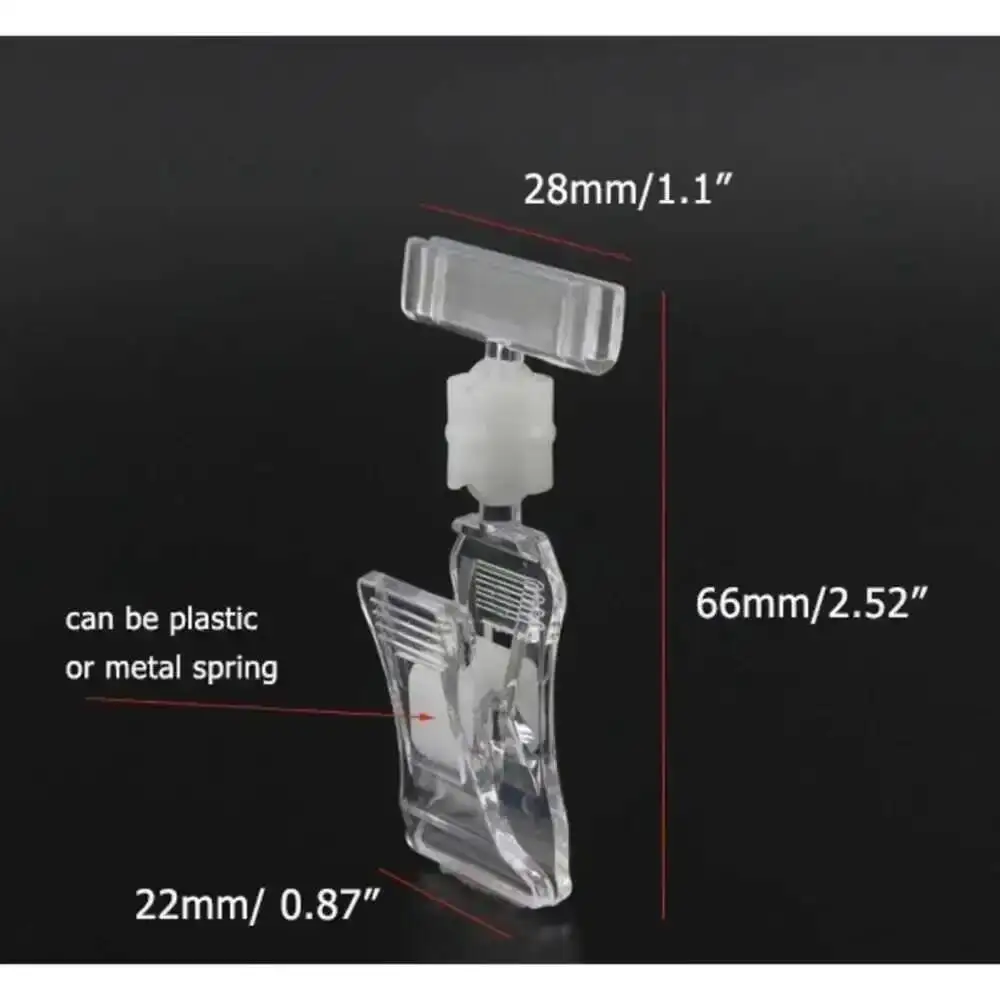 10pcs Small Merchandise Plastic Adjustable Label Holder Stand Pop Clamp Display Clip Rotating Swivel Sign Tag For Shelf Tag Card