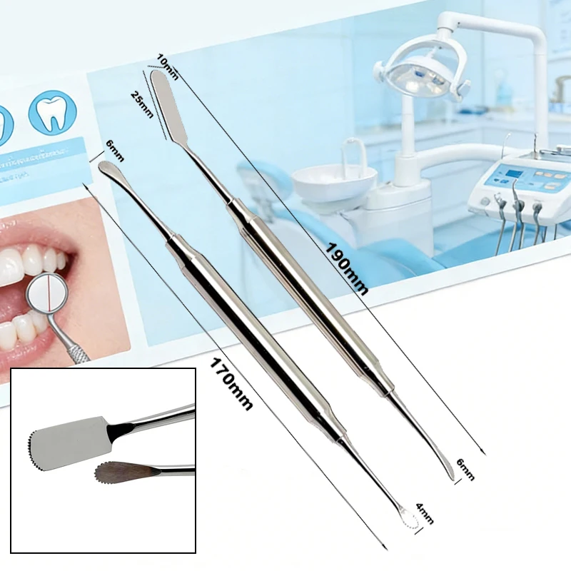 2pcs Serrated Dental Periosteal Elevator Double Ends Implant Retractor Reflector Periosteal Separator Tool