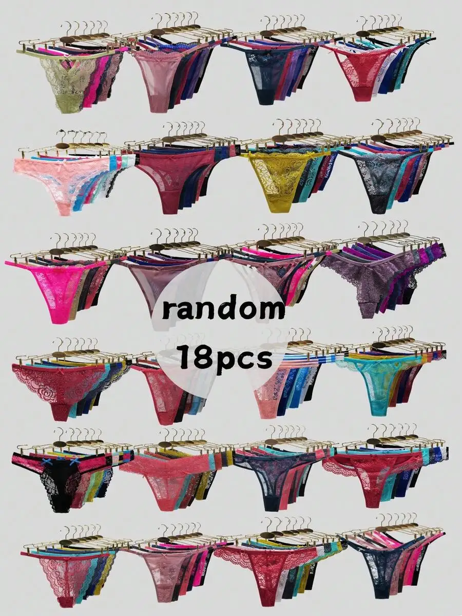 

18pcs Random Assorted Low Rise Lace Tanga Thongs For Women