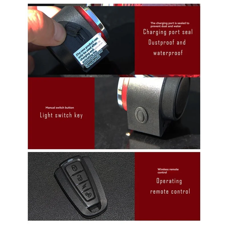A37T-Alarm Sepeda Nirkabel 115Db Alarm Sepeda Motor Tahan Air Remote Control Alarm Detektor Sepeda Anti Maling dengan Lampu Rem
