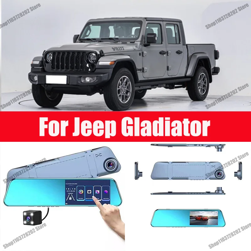 

For Jeep Gladiator Carplay Android GPS Dash Cam AUX FM Radio Dashcam Car Camera Stream RearView Mirror Drive Recorder