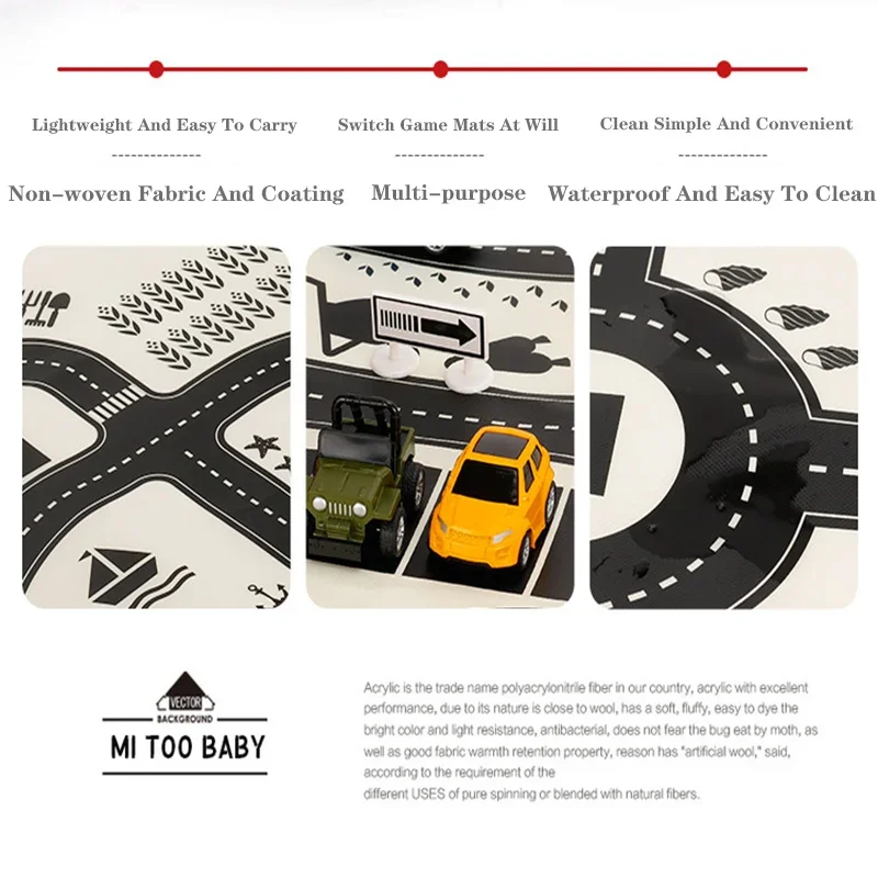83*58 cm/130*100 cm Straße Matte Kinder Verkehrs Auto Karte Pädagogisches Spielzeug Straße Kunststoff Teppich Playmat für Matten Stadt Kinder Spielzeug Spiele – Detail 6