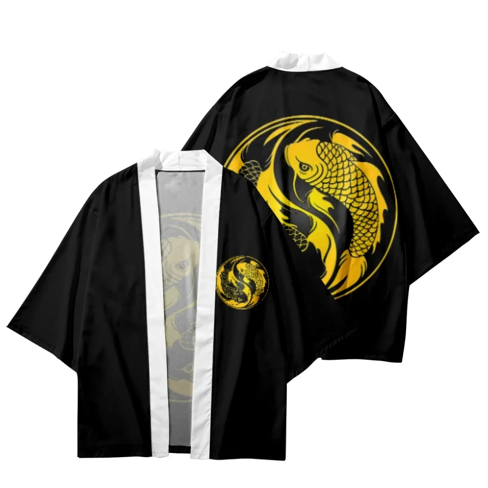 Men's Japanese Kimono Bathrobe Women Fashion Samurai Traditional Pattern Casual Loose Thin Jacket Stylish Kimono Chic Cardigan