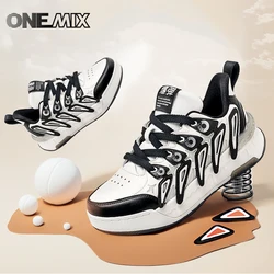 ONEMIX Skateboarding Shoes Wear-Resistant fashion All-Match Height Increase Casual Skate Leather Winter Thermal Male Sneakers