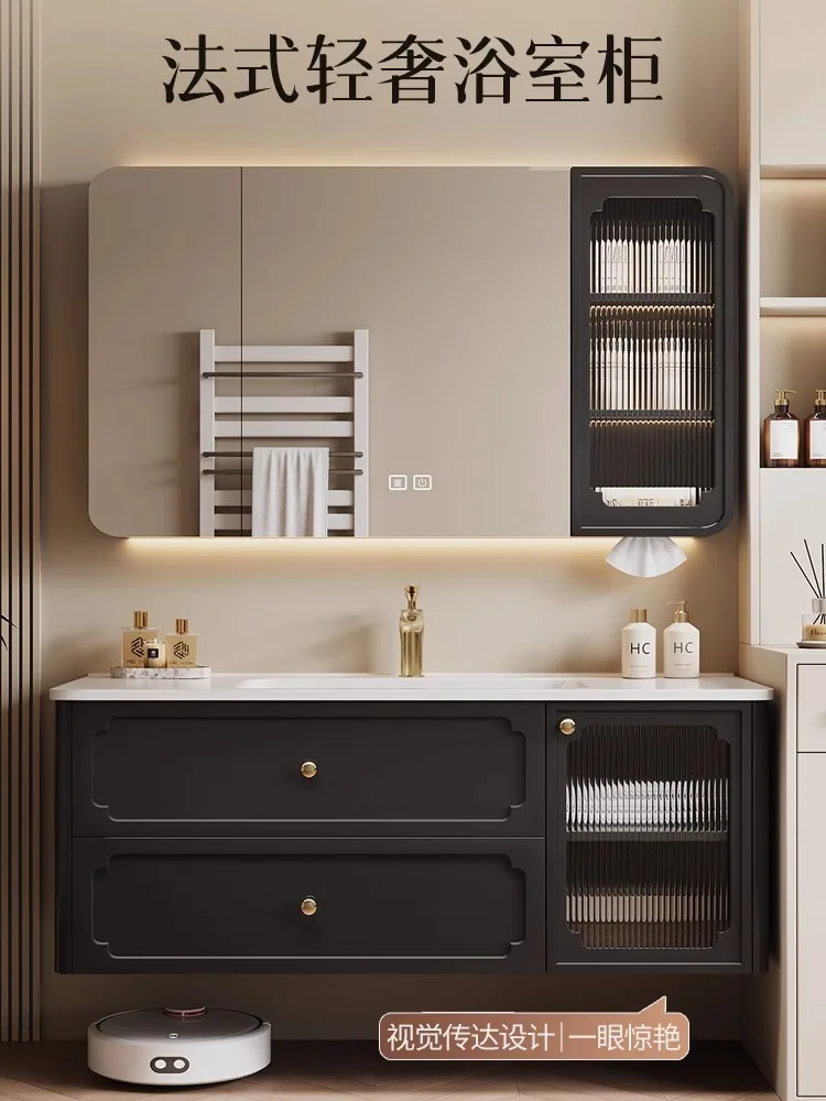 

New oak French intelligent combination ceramic integrated basin bathroom cabinet washbasin toilet washbasin