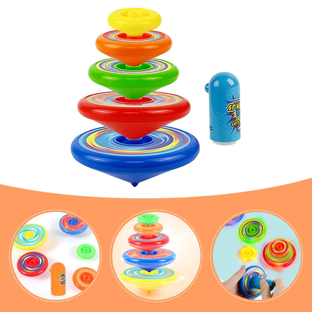 1 conjunto colorido crianças empilhamento topos manual rotativo giroscópio brinquedos educativos playset empilhamento giroscópio kit crianças brinquedos de mesa