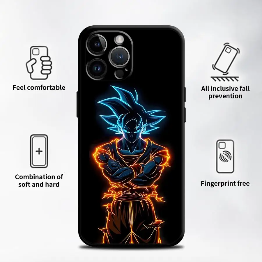 Black Soft Phone Cover Case for iPhone XS Max 7 8 17Air XR 13 12 11 17 Pro Max 15 16 14 Plus Dragon Ball Art Goku view 6