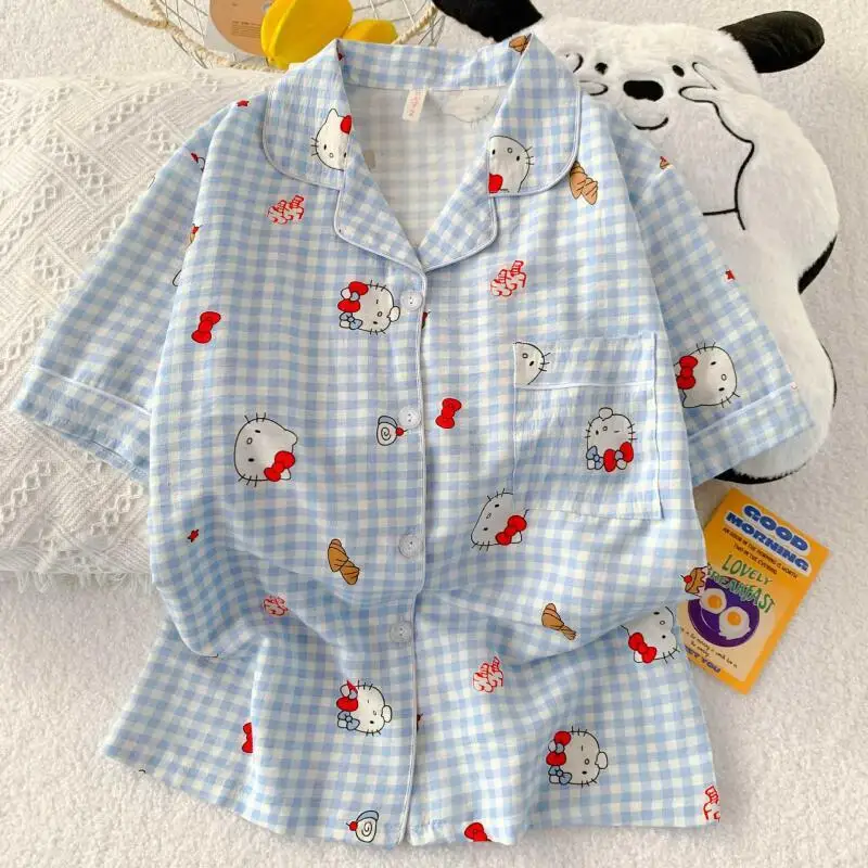 Cartoon Hallo Kitty Pyjamas Set frau Loungewear Im Freien Y2K Anime Süße Haushalts Kleidung Student Kawaii Hause Tragen Mädchen Geschenk
