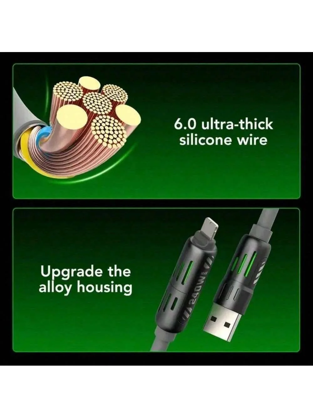 240W Fast Charging and Data Sync MFISH 4-in-1 Multi-Function USB Charging Cable USB, Type C, lightning-Max for iPhone, iPad,