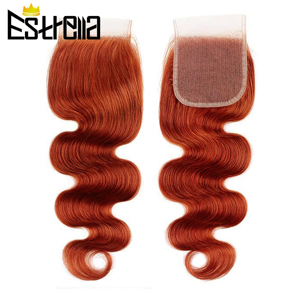 Body Wave Ginger Orange Bundles With Closure 3/4 Bundles with Closure Colored Human Hair Bundles With Ear To Ear Lace Closure