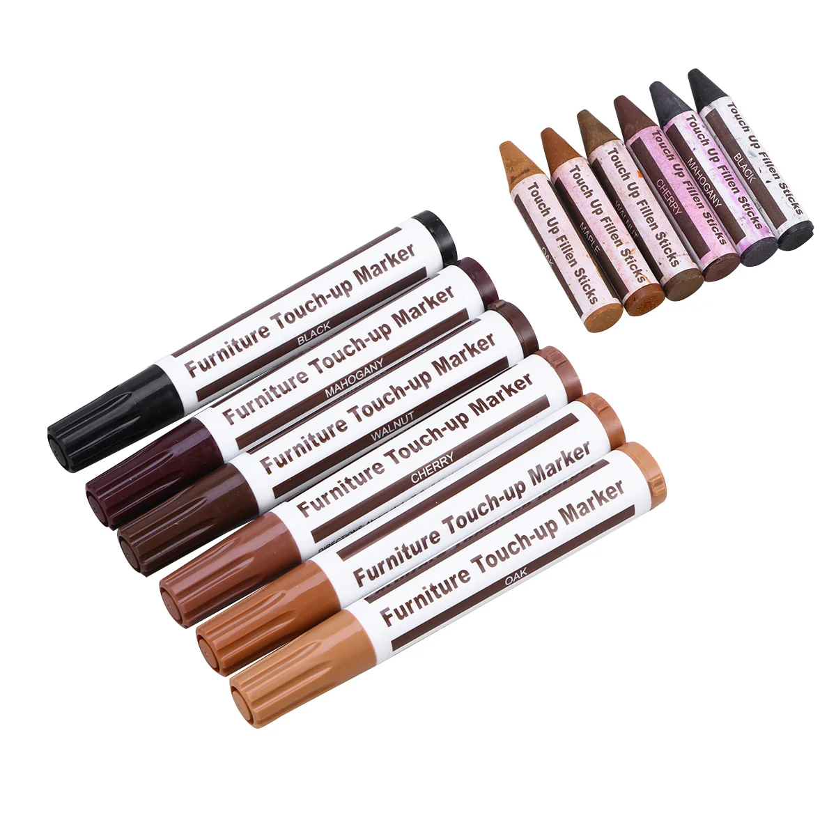 

12 in 1 Wooden Furniture Touch-Up Pen Repair Kit Conceal Scratches Fade Resistant Quick Dry Furniture Maker Touch Up Marker