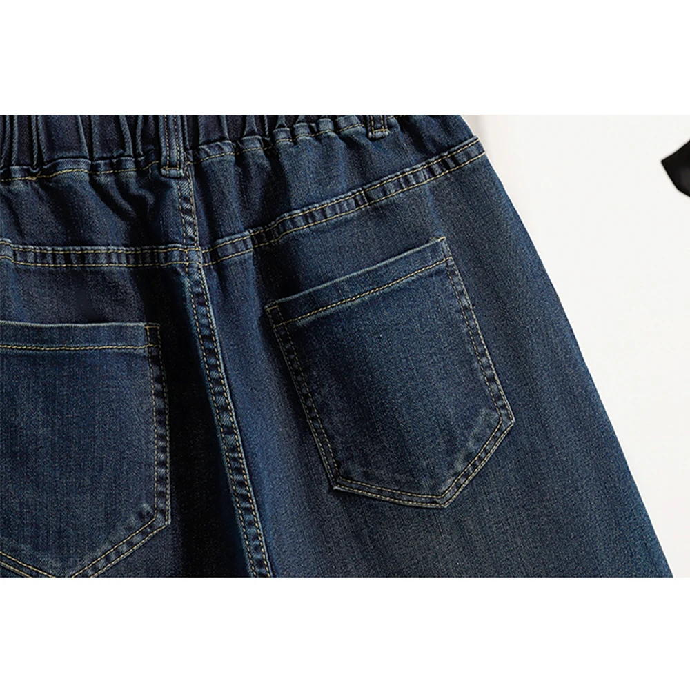 M-3LXL femmes String Denim Shorts taille élastique jambe large bleu jean court Simple basique femme été tenues quotidiennes pantalons courts