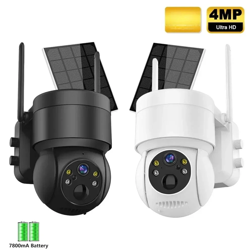 تعمل بالطاقة الشمسية في الهواء الطلق 4MP WIFI كاميرا الأمن مراقبة IP لاسلكية مع بطارية 7800mah PIR كشف الإنسان للرؤية الليلية