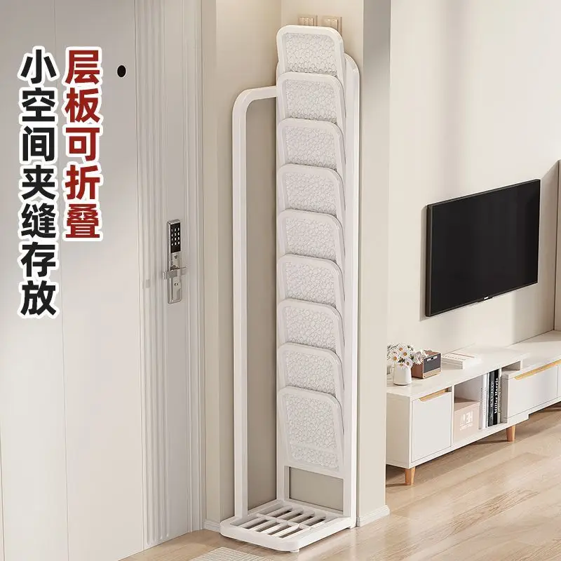 Shoe rack multi-layer household door vertical storage folding space saving small and narrow simple carbon steel shoe cabinet
