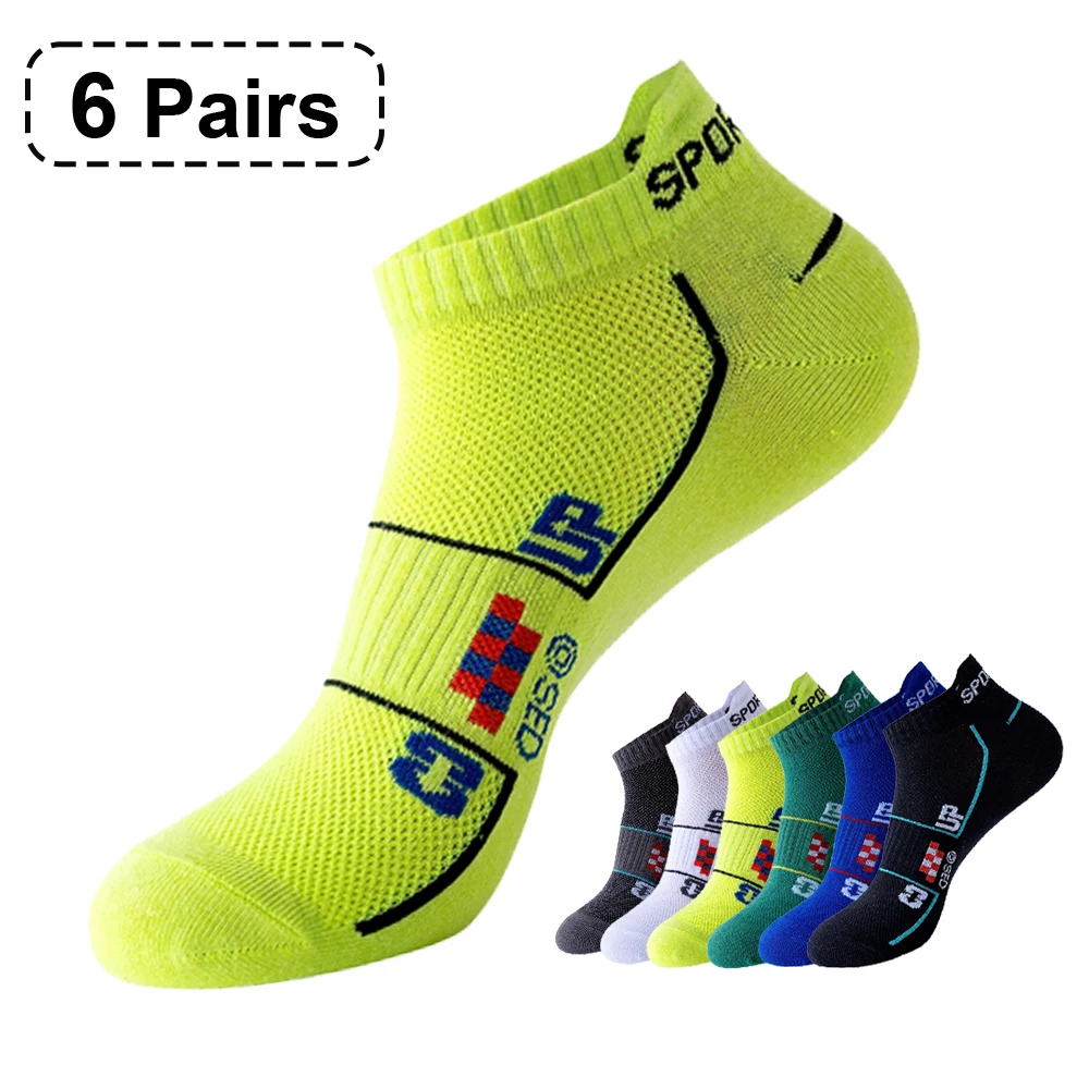 6 Pairs yeni yaz pamuk erkek çorap kısa ince rahat örgü nefes tekne çorap moda rahat ayak bileği spor Sockke hediye