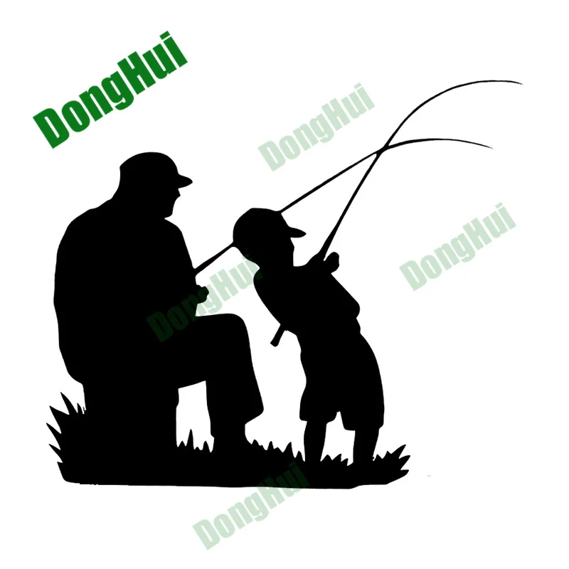 Outdoor fishing enthusiast decal Dad Kids Fishing Outdoor Sports Black and white motorcycle trunk helmet fishing box sticker