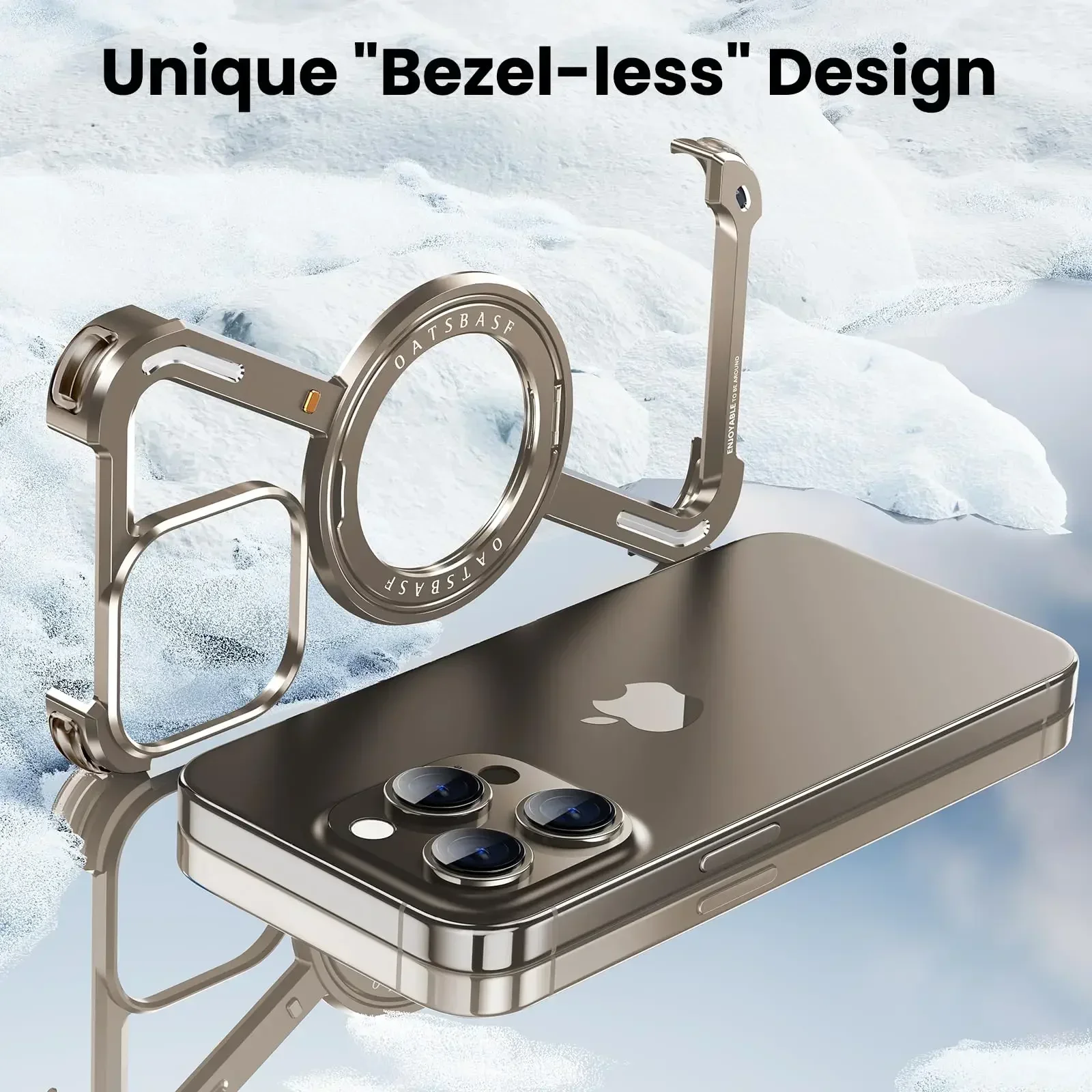 Z -Shape Aluminum Alloy Rimless Magnetic Phone Case For iphone 16 15 14 13 Plus Pro Max Metal Holder Magsafe Shockproof Hard