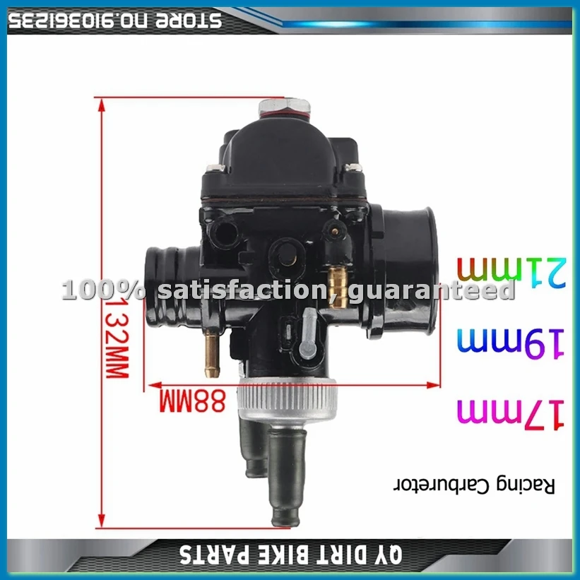 Motorcycle Carburetor PHBG 17MM AD Carburetor for 50-100Cc Engine 2 Stroke Racing Motor PHBG17-A07G