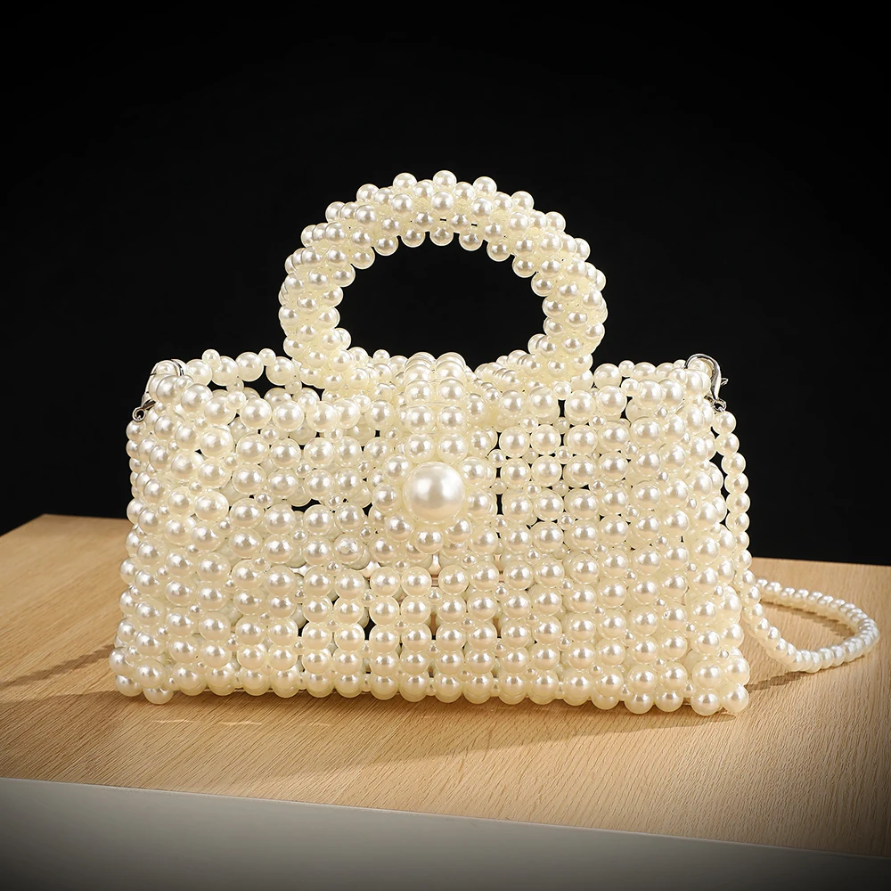 

European and American fashion wedding banquet party handbags, socialite travel storage bags, hand-woven beaded single-shoulder b