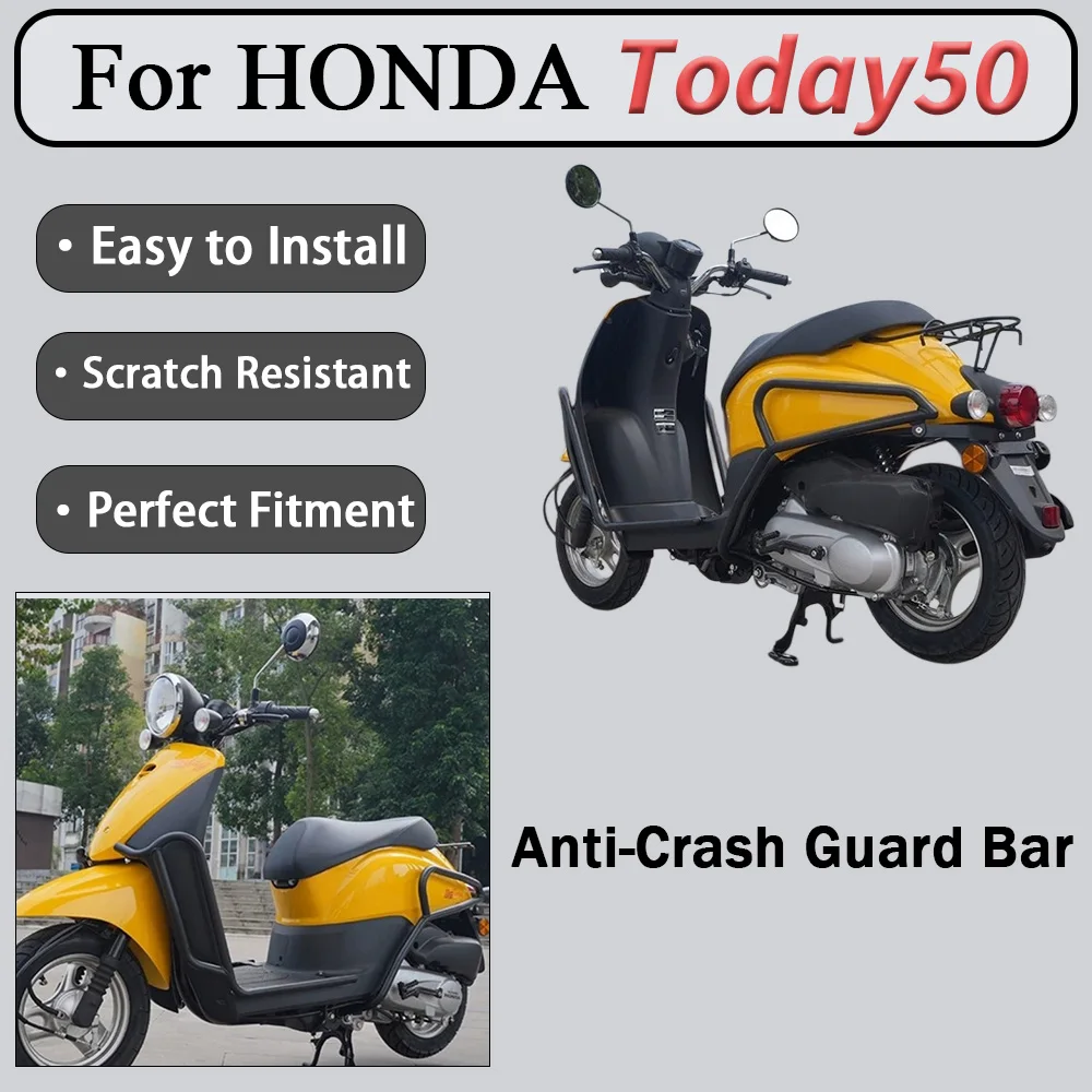 For HONDA Today50 Anti-Collision Crash Bar Full-Wrap Body Bumper with Exhaust Guard Foldable Backrest Frame for Enhanced Safety
