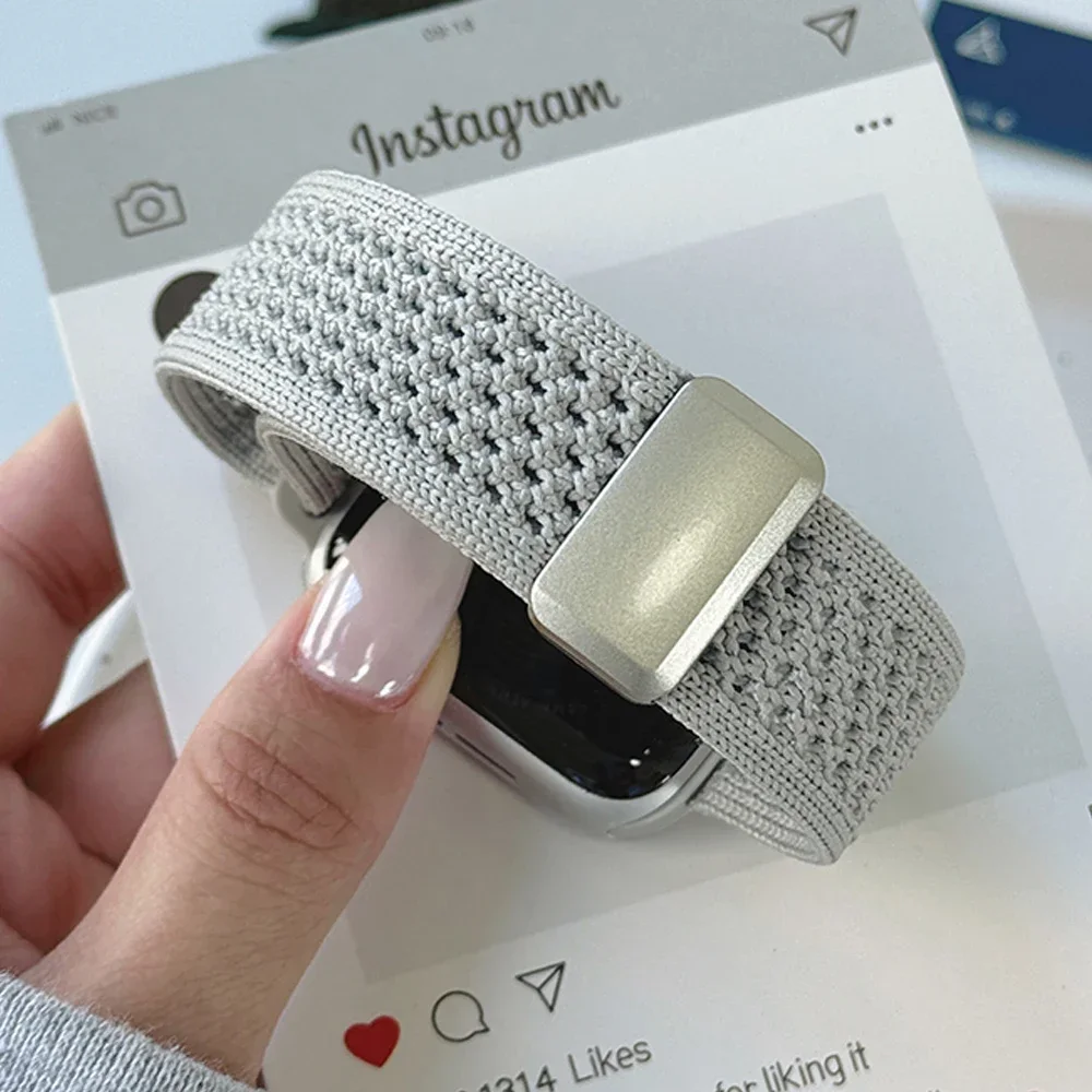 애플 워치용 나일론 자석 밴드 45mm 41mm 44 40mm 시리즈 10 46mm 42mm 소프트 브레이슬릿 아이워치 울트라 49mm 9 7 8 6 5 4 스트랩