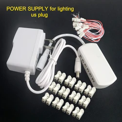 Model Special 3V/12V AC/DC Adapter Power Supply with 12 ports US Plug Power Output for Model Lamp/Railway/Railroad/Train Layout