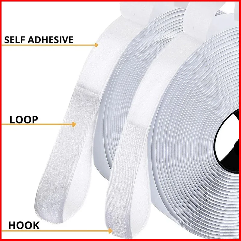 1-25 متر الأبيض الفيلكرو ذاتية اللصق هوك وحلقة السحابة الشريط منزل Craft بها بنفسك الحرفية السيارات لاصق مع الغراء القوي ملصق الأشرطة #2