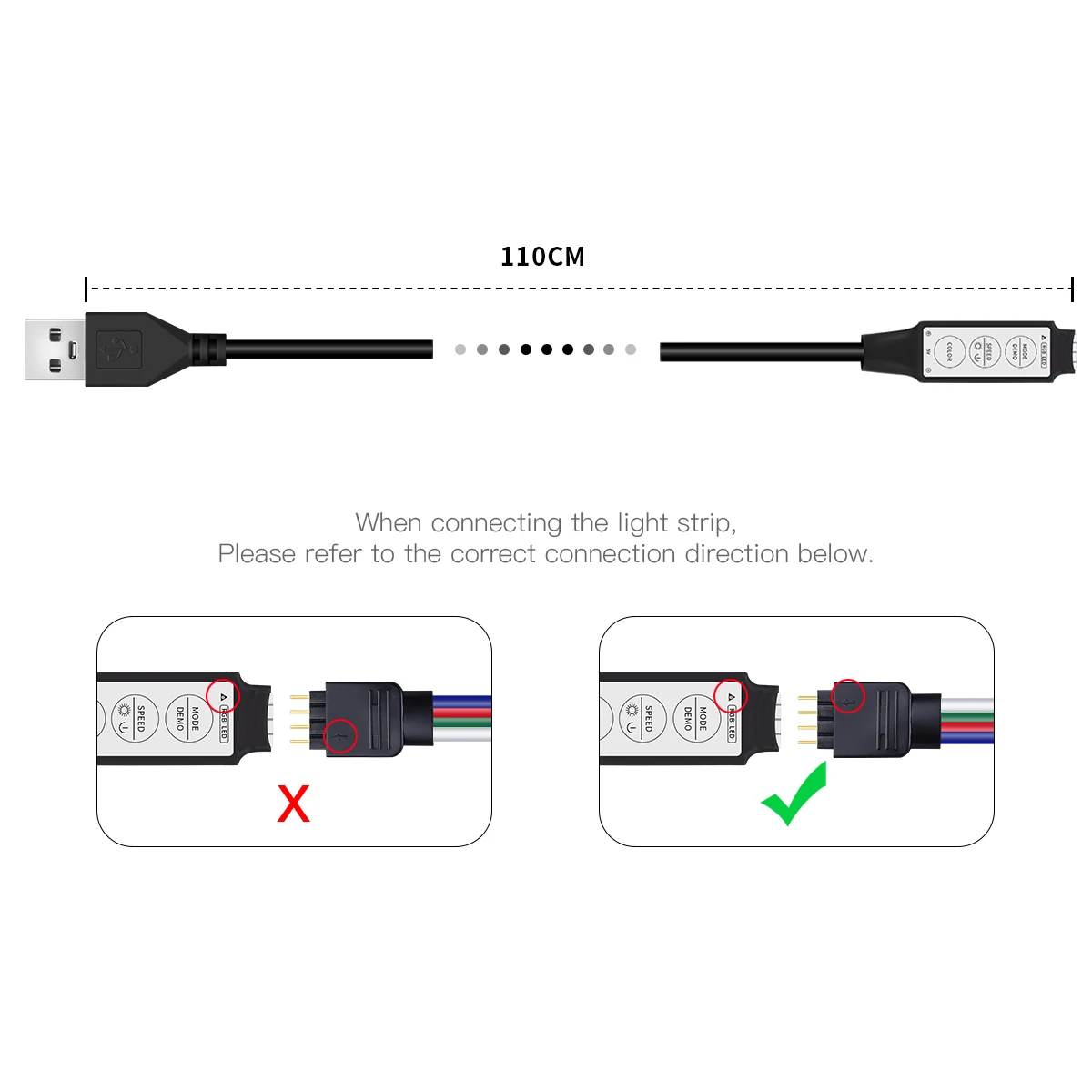 RGB Controller DC 5V USB Ports Connector Cable 4pin Line 3 Keys Dimmer for SMD 2835/5050/5630 LED Strip Lights Brightness Adjust