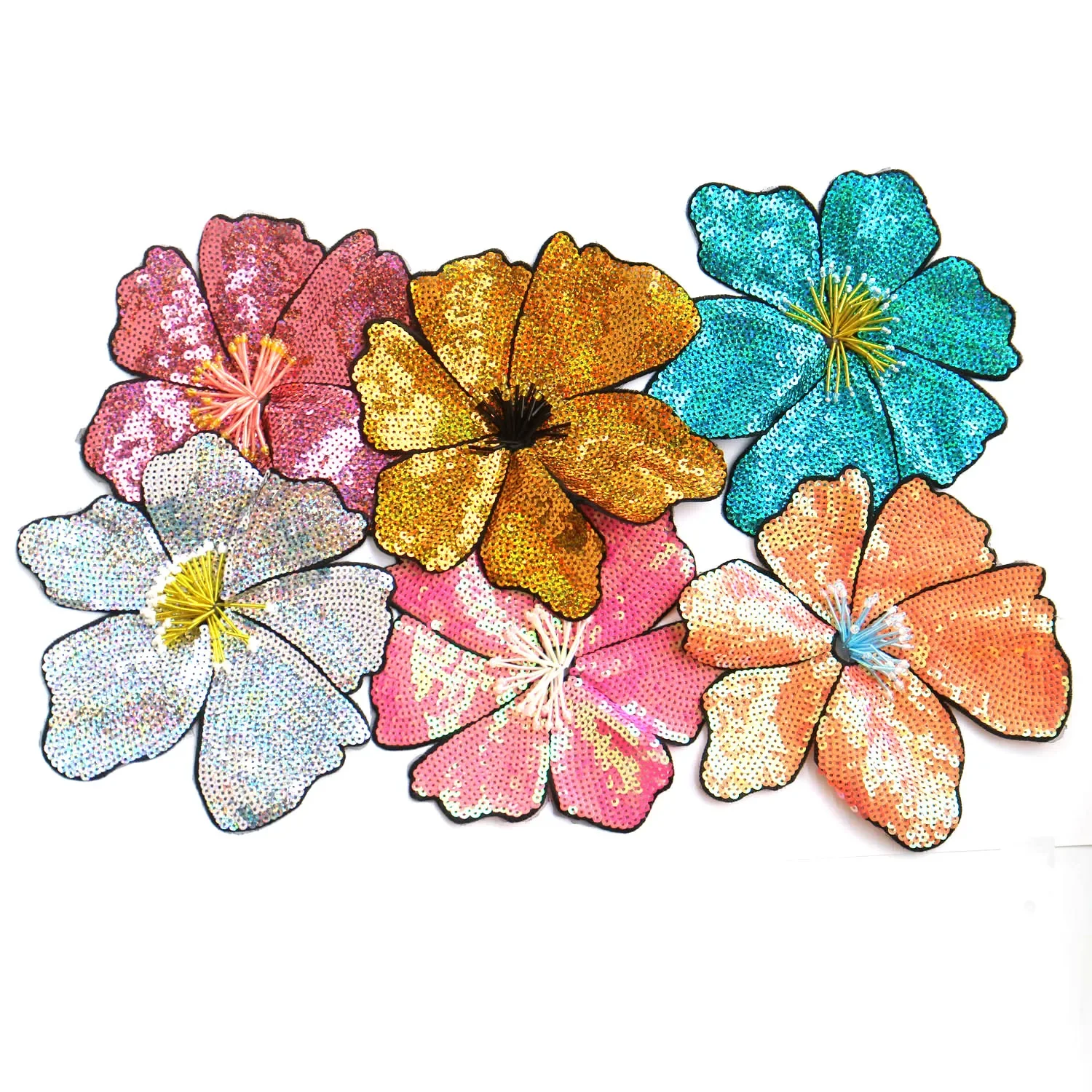 Patch di fiori di paillettes fatte a mano grandi fai-da-te per abbigliamento cucire su ricami appliques decorazione di vestiti