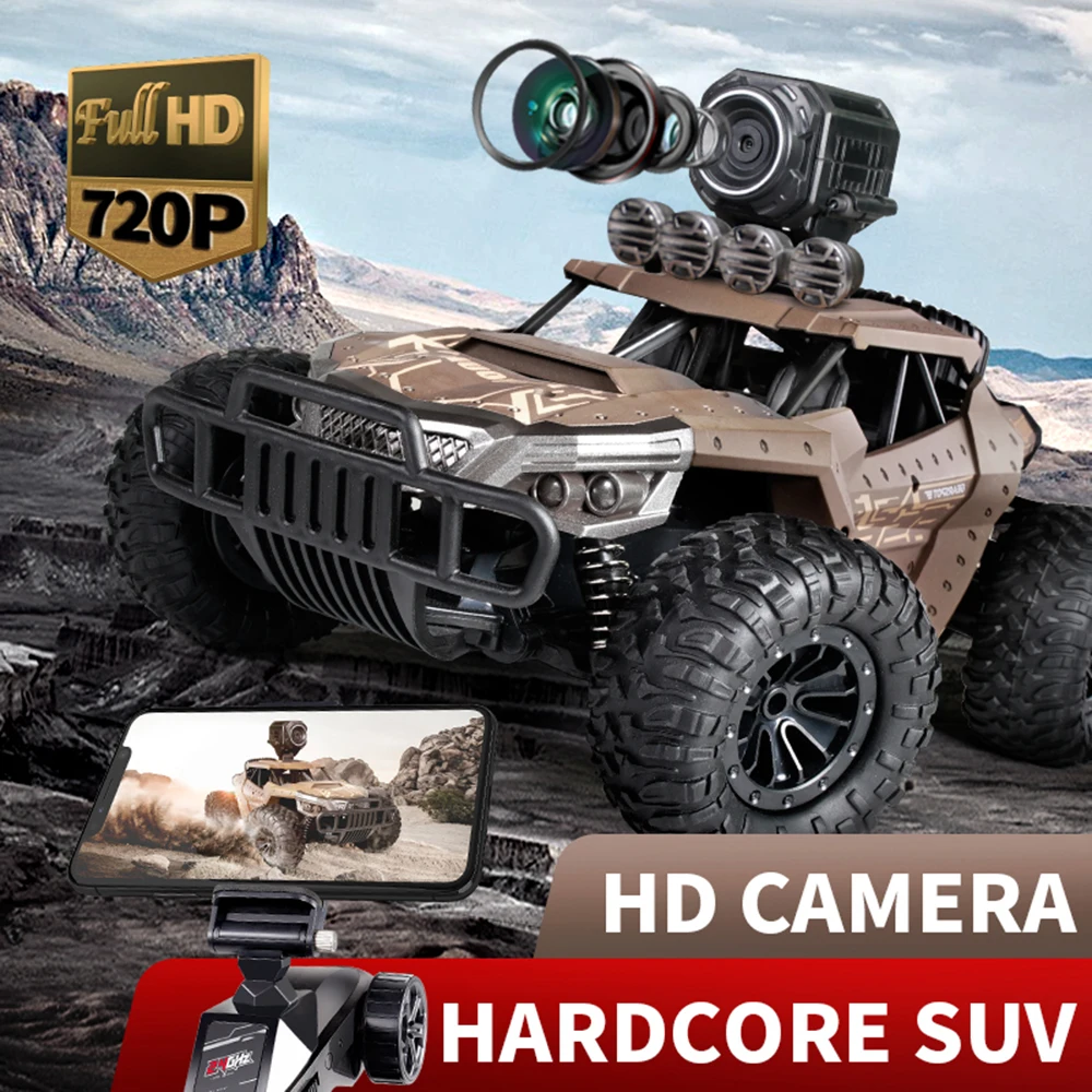 RC Car with 720P HD FPV Camera 1/16 Scale Off Road Remote Control Vehicle High Speed Monster Trucks Toys for Kids Adults