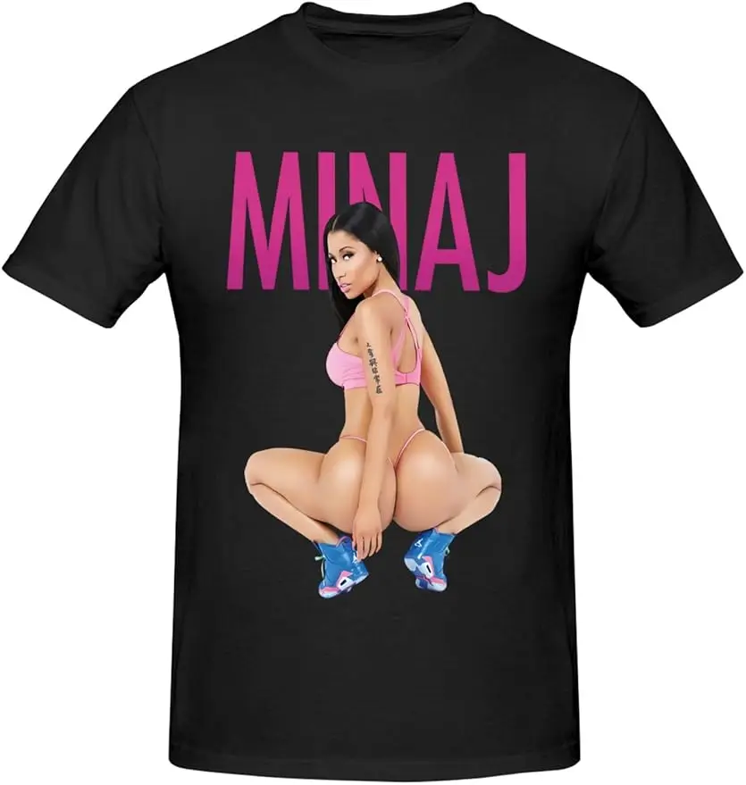 Nicki Rapper Minaj Shirt Men's T-Shirt Classic Short Sleeve Top Fashion Tee Large Black