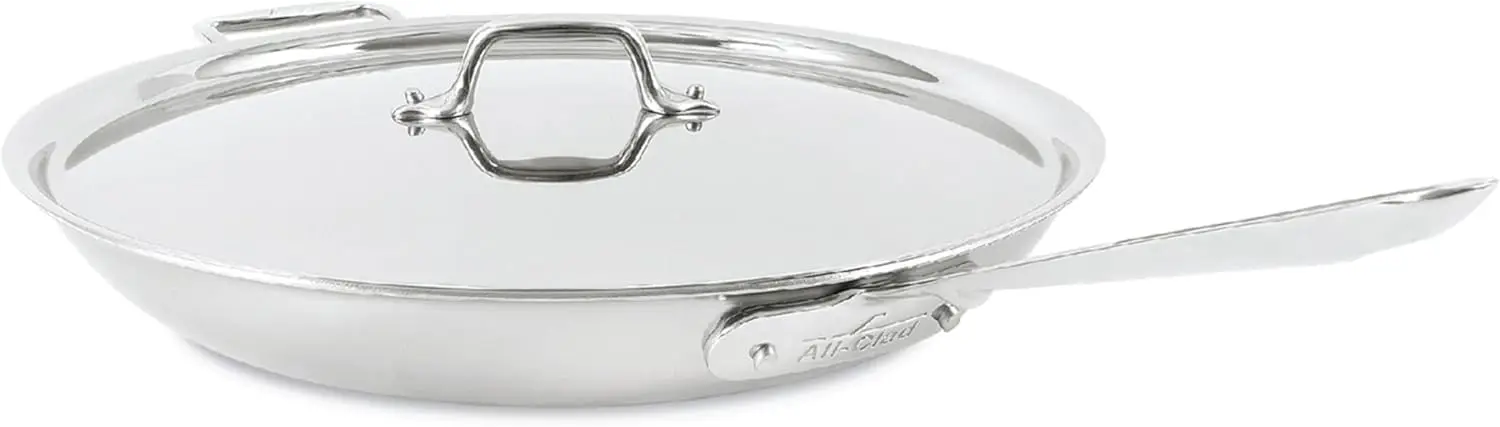 

All-Clad D5 5-Ply Brushed Stainless Steel Fry Pan With Lid, 14 Inch, Compatible With Any Stovetop