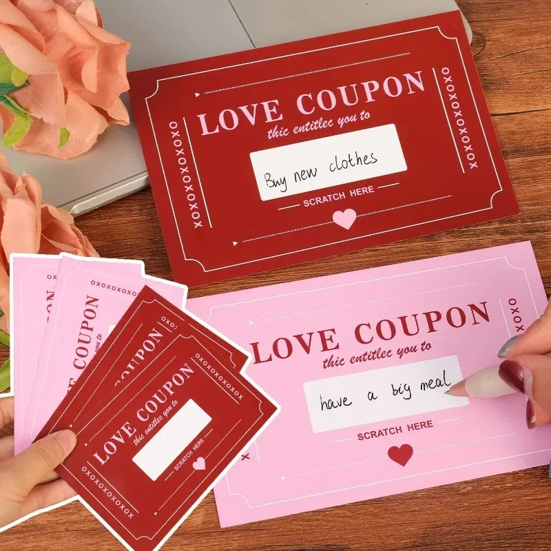 10/50pcs Scratch Off Card Vouchers Romantic Date Scratch Cards Love Coupons Couple Anniversary Love Coupons Couple DIY Gifts - view 2