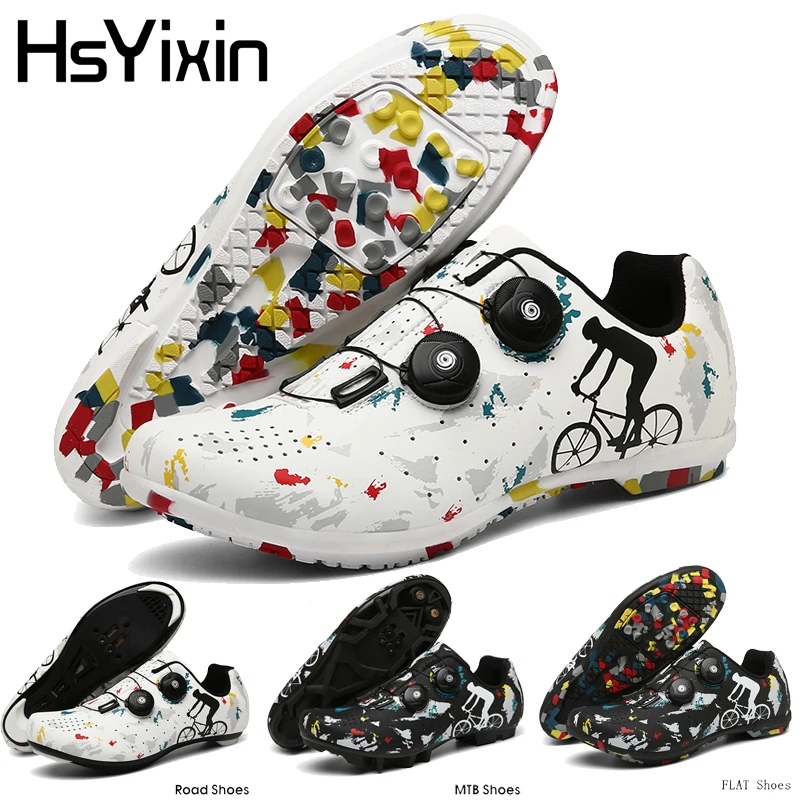 

Велотуфли для шоссейных и горных велосипедов, мужские гоночные самоблокирующиеся скоростные кроссовки, женские плоские велотуфли SPD