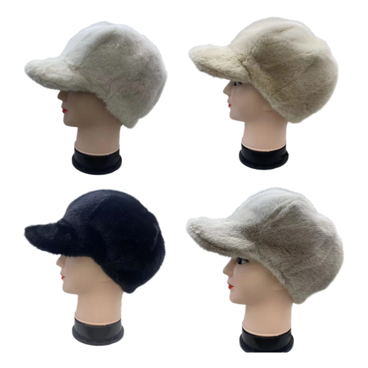 

Concise Solid Color Versatile Baseball Cap Woman Winter Warm Earmuffs Casquette Imitation Mink Fur Fashion Trend Duckbill Hat