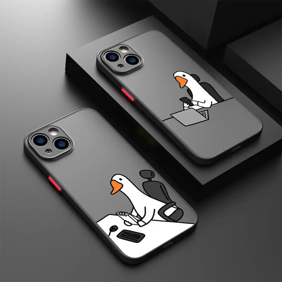 Чехол для iPhone 13 Mini 12 13 11 Pro Max 7 8 XS Max 15 16 17 14 Plus, мягкий чехол с мультяшной рабочей уткой Чехол для iPhone 13 Mini 12 13 11 Pro Max 7 8 XS Max 15 16 17 14 Plus, мягкий чехол с мультяшной рабочей уткой