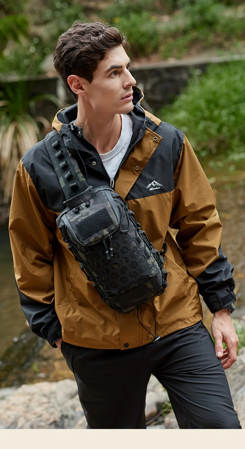 New Black Crossbody Chest Pack Durable Waterproof Sling Shoulder Backpack Large Capacity Crossbody Bag Hiking