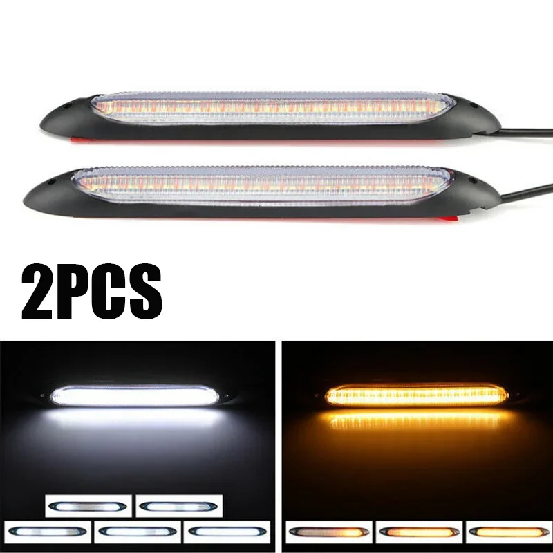 

2Pcs LED Car Daytime Running Lights Streamer Turn Lights Car Unlock Scanning Highlight Waterproof Running Lamp White & Yellow