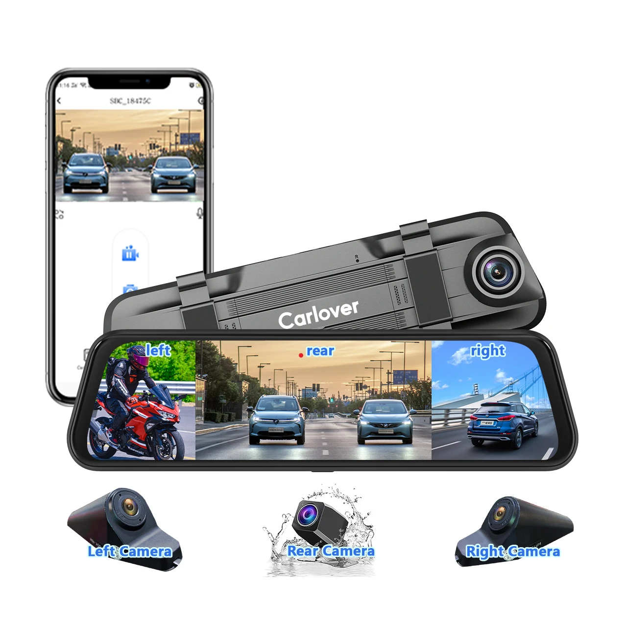 4-Lens 10-Inch Rear View Mirror Recorder ADAS  BSD Enabled With WiFi for Sale  for Car