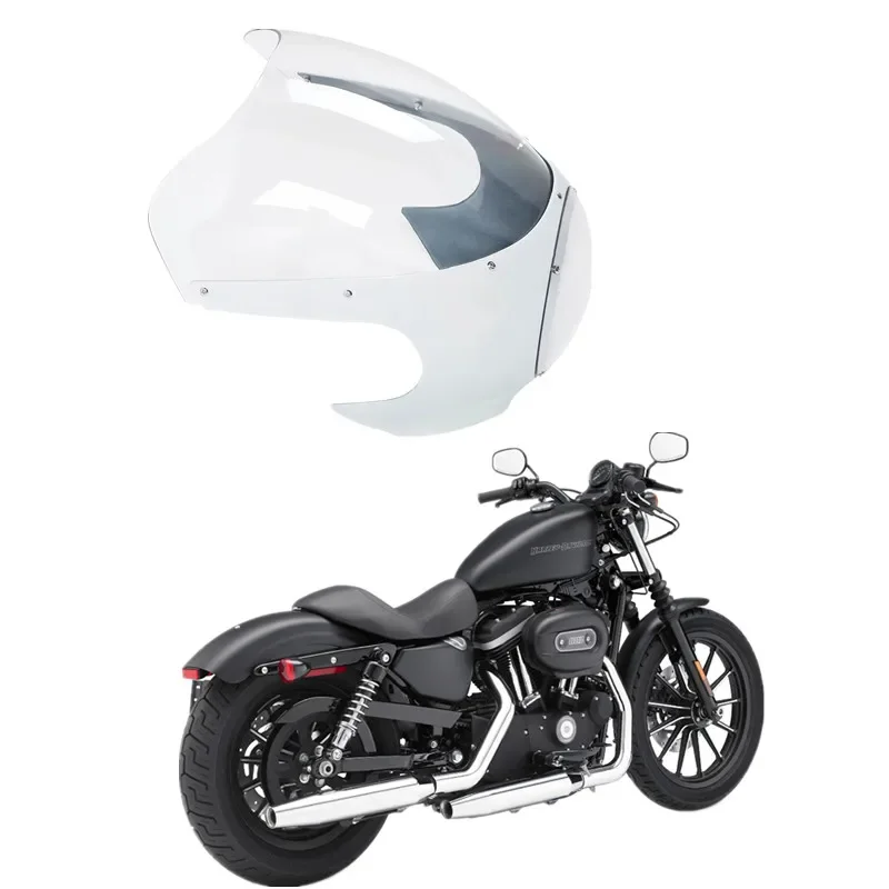 

For Harley Sportster XL 883 1200 Dyna White Motorcycle Acsessories 5 3/4" Cafe Racer Headlight Fairing Windshield Windscreen