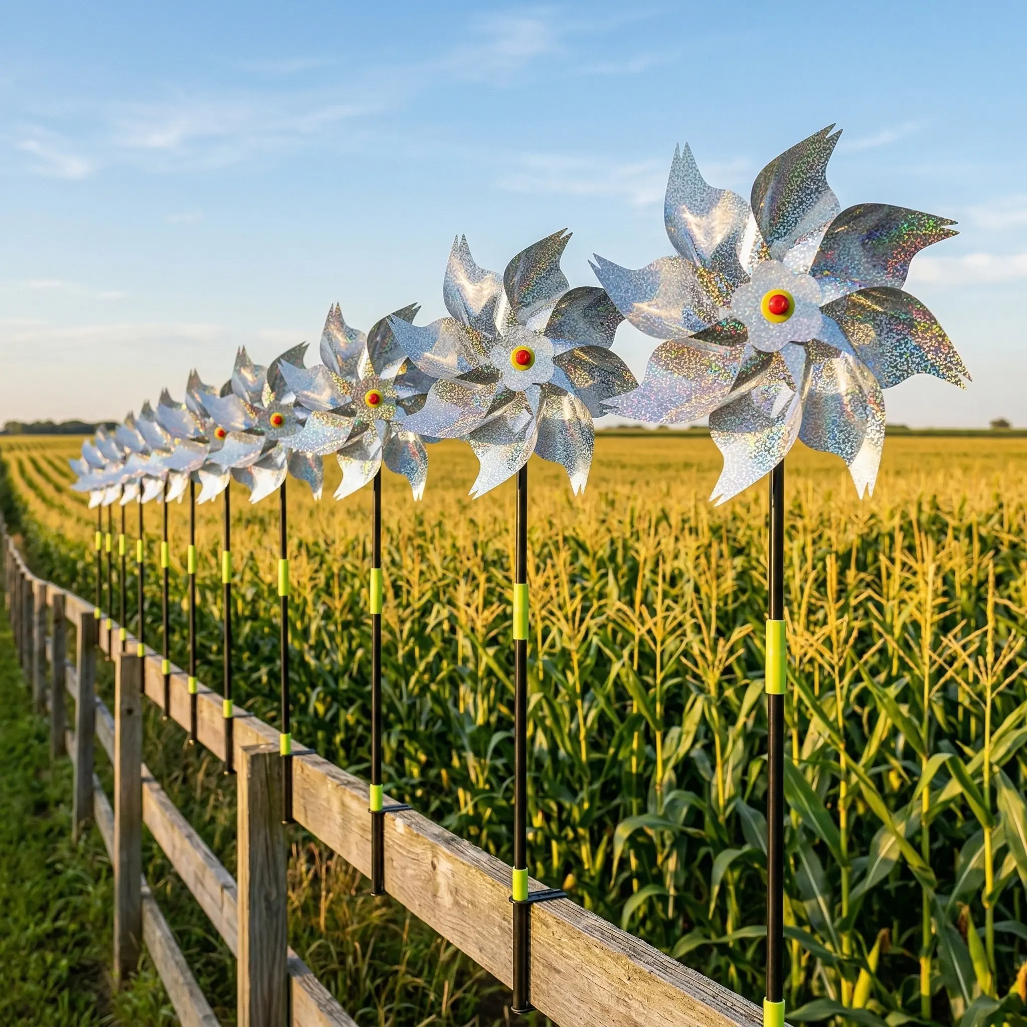 10Pcs Reflective Bird Drive Windmills Holographic Outdoor Pinwheels Garden Yard Bird Repellent Stakes Farm Protection