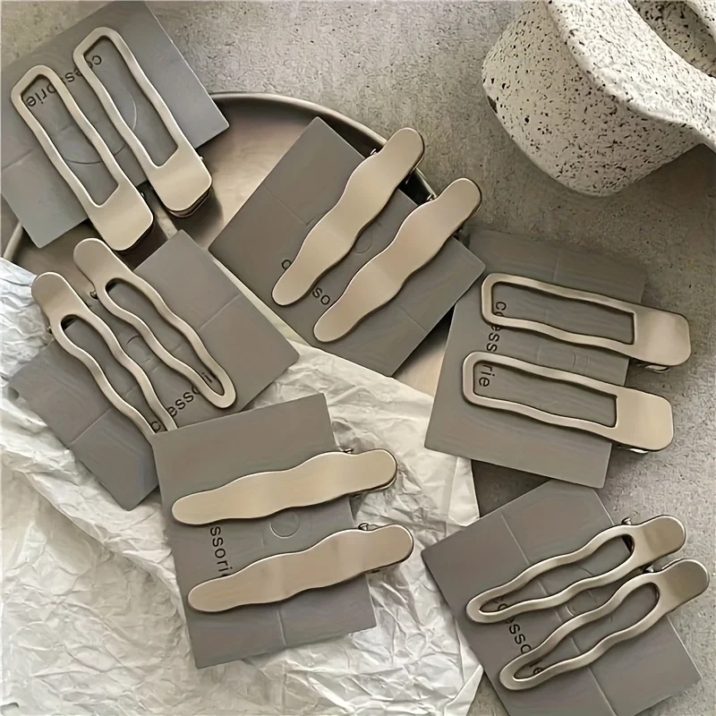 6 Stück silberne Metall-Haarspangen, gewellt, geometrisch, Wassertropfen, 3 Stile, Pony-Haarspangen, modische Haar-Accessoires, Geschenk für Frauen – Detail 4