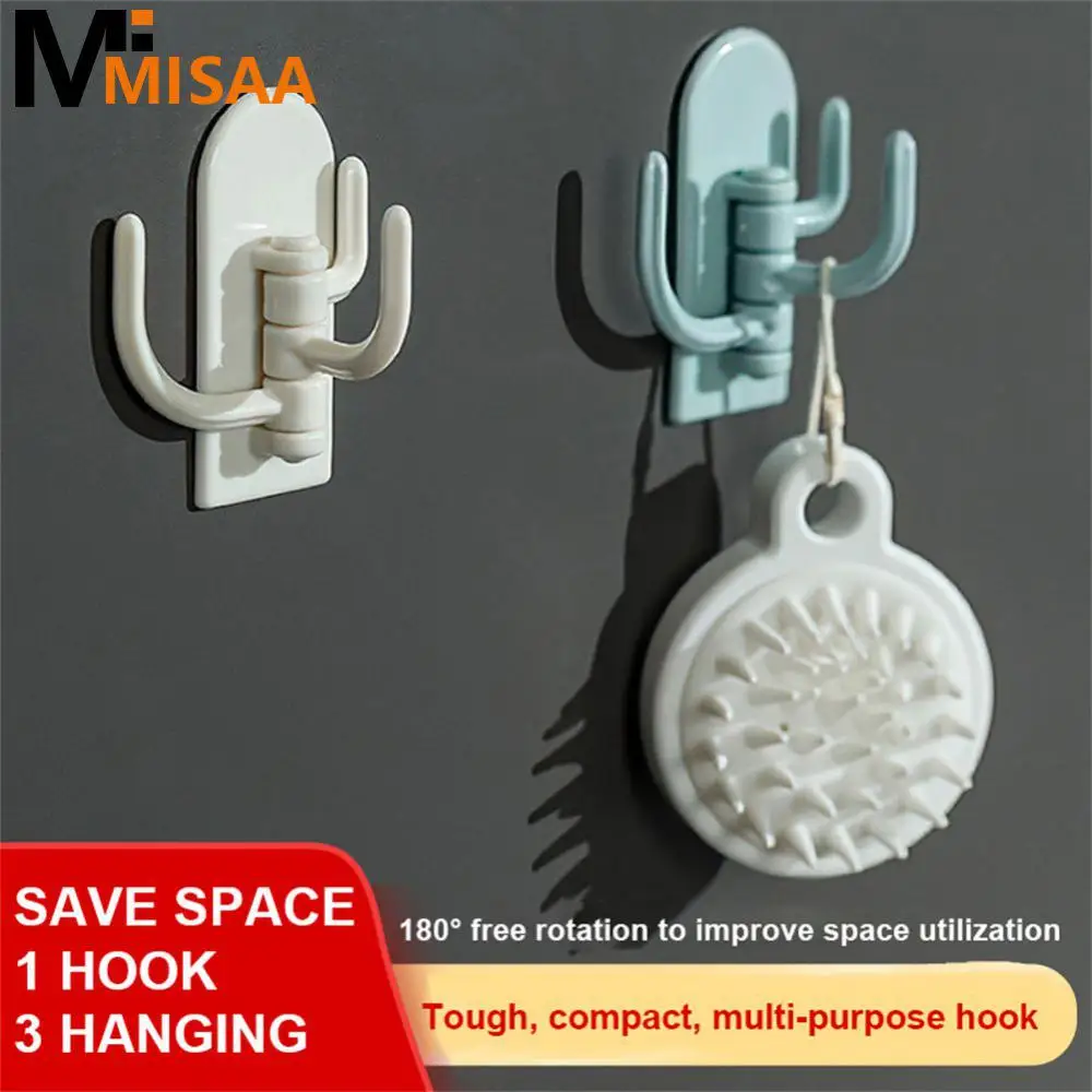 Hanger Hole-free Multi-function 3 Branch Clothes Rack Creative Storage Hanger Key Hook No Trace Durable Wall Hooks Towel Rack