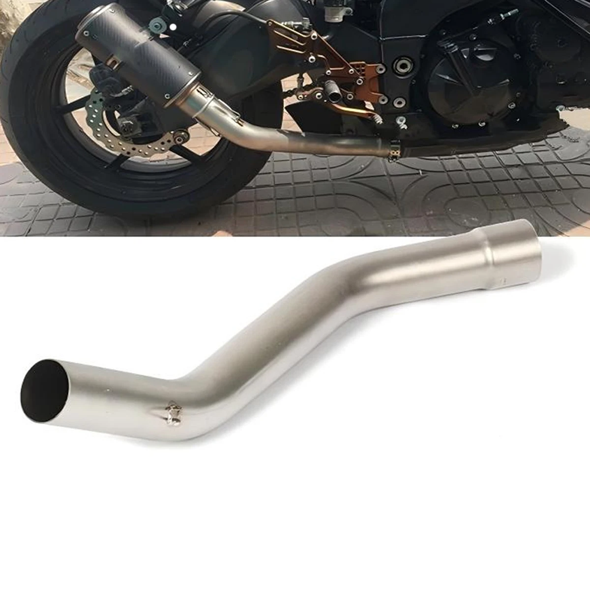 Stainless Steel Titanium Color Motorcycle Exhaust Mid Link Pipe Modified Parts For Kawasaki ZX10R 2008-2021 Sport Bike