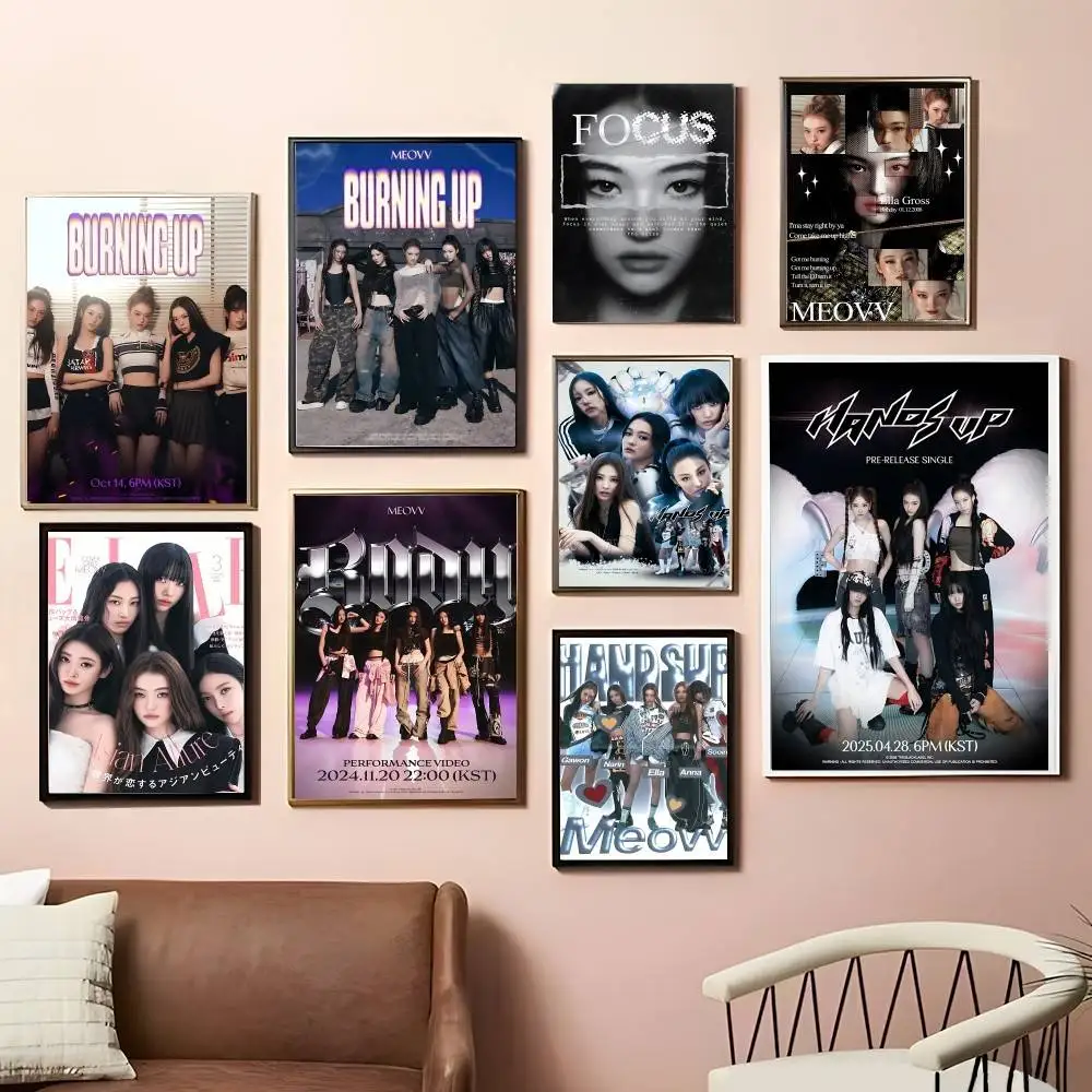 Korean girl group M-MEOVV-V singer Whitepaper Poster Waterproof Paper Sticker Coffee House Bar Aesthetic Art Wall Painting