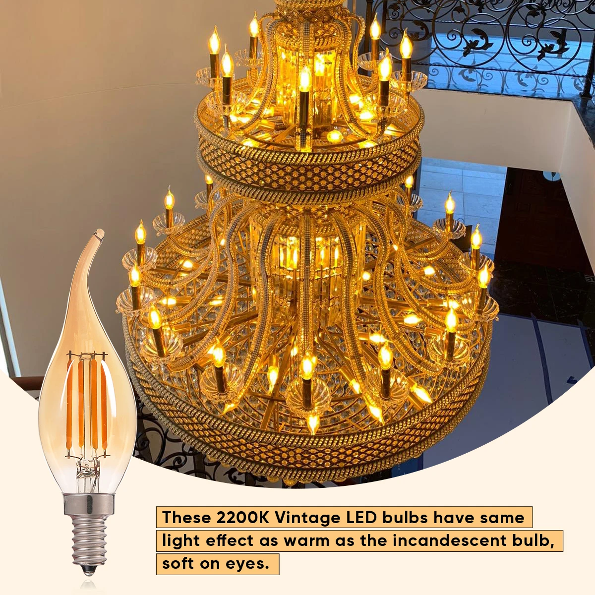 Vintage C35 E14 Led Light Bulb 220v E12 110V Candle Lamp 4W Dimmable Amber Warm White Chandelier Lights Replaceable Decor Indoor