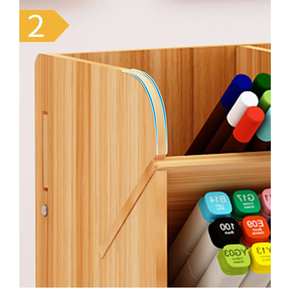 Wooden Pen Holder Storage Box Cherry Modern Design Multi-Divided Desk Organizer Office Desktop Storage Shelf Large Capacity