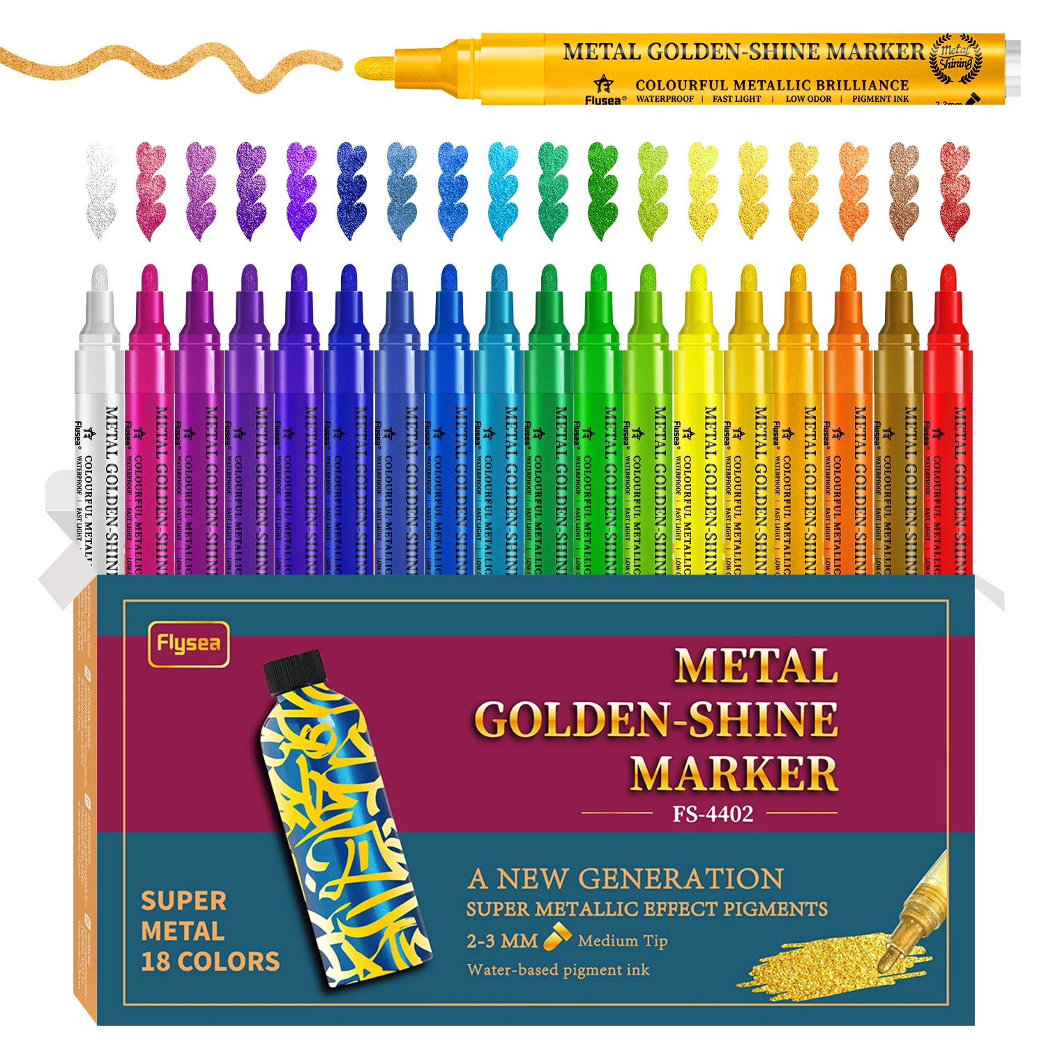 

Metallic Glitter Marker Set, 12/18 Colors Available, 2-3mm Round Tip Water-Based Paint Pens, Waterproof, Quick-Drying, High Color Payoff, Metallic Effect, Suitable for Multiple Materials (Stone / Ceramic / Wood / Paper), Art Drawing / DIY Crafts / Greetin