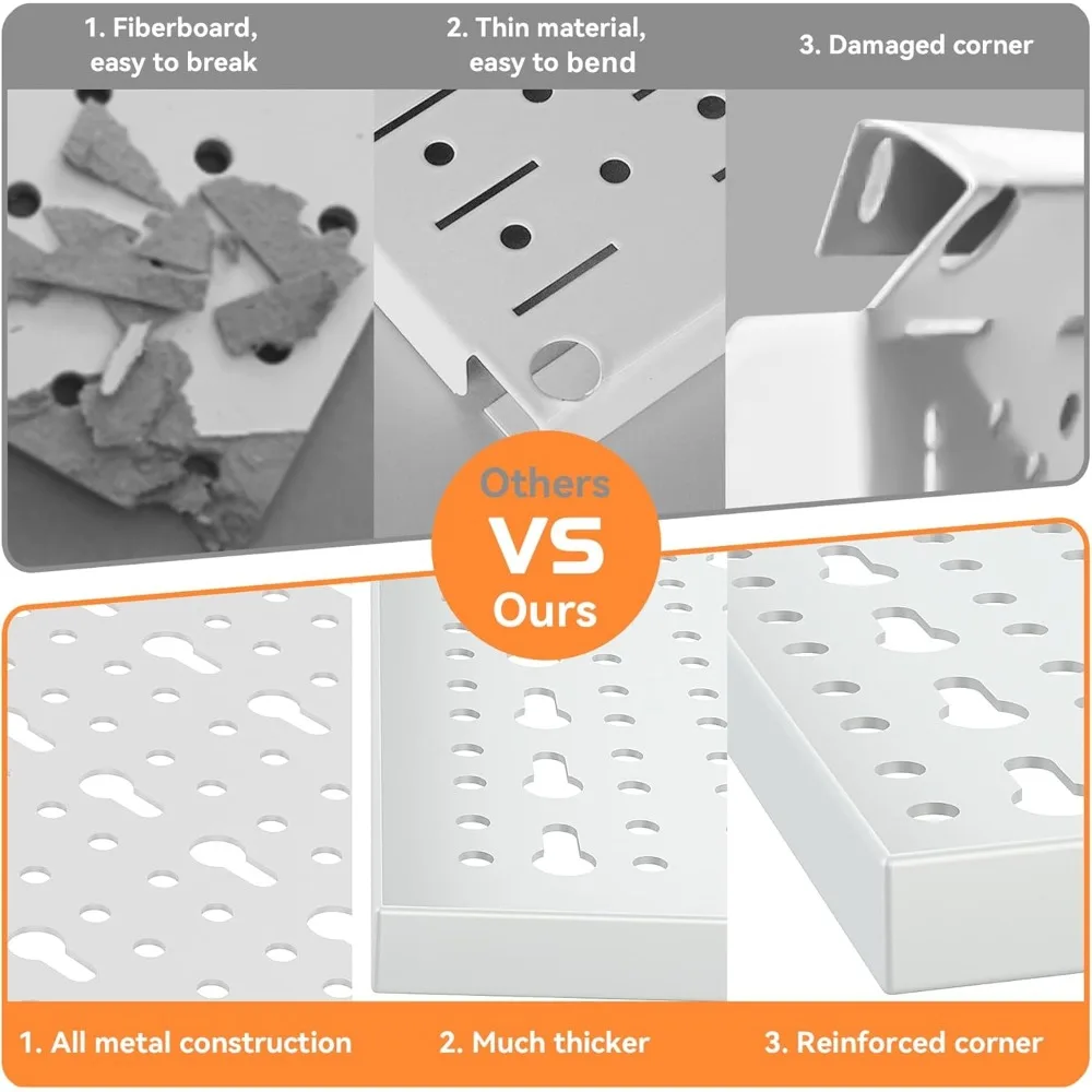 

Metal Pegboard Tool Organizer Boards with Pegboard Hooks, 24x48in Tools Organizer Pegboard for Garage