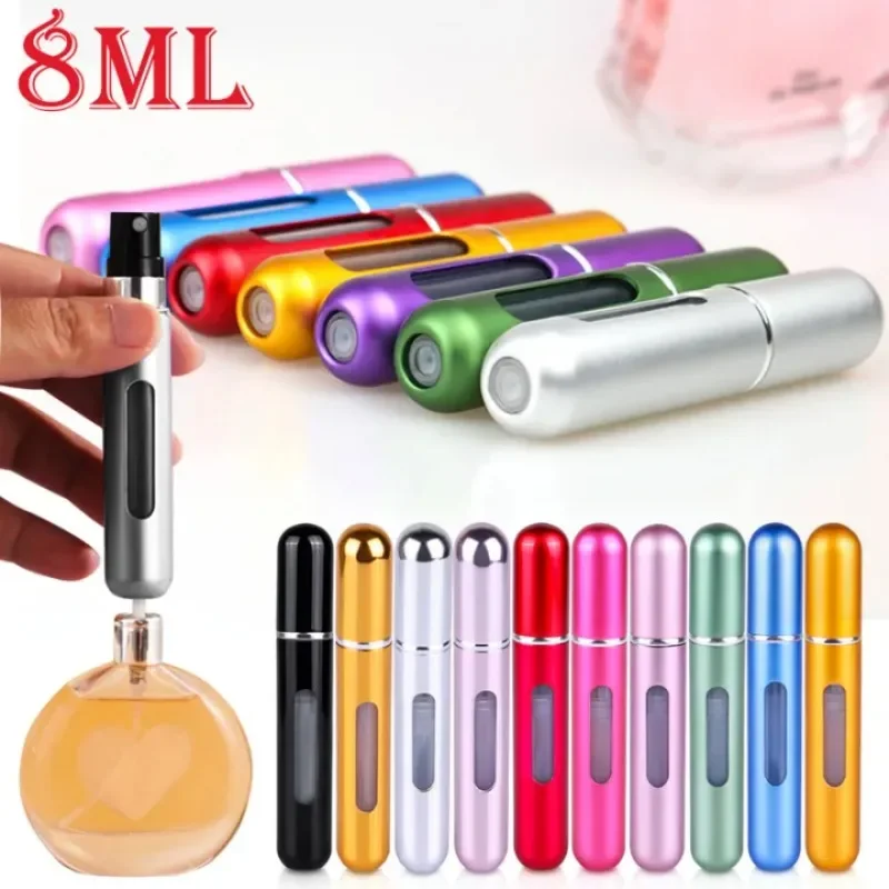 5ML Portable Travel Mini Small Container Aluminum Purse Tester Decant Perfume Roller Bottle Dispensing Tool Refillable Spray 2PC